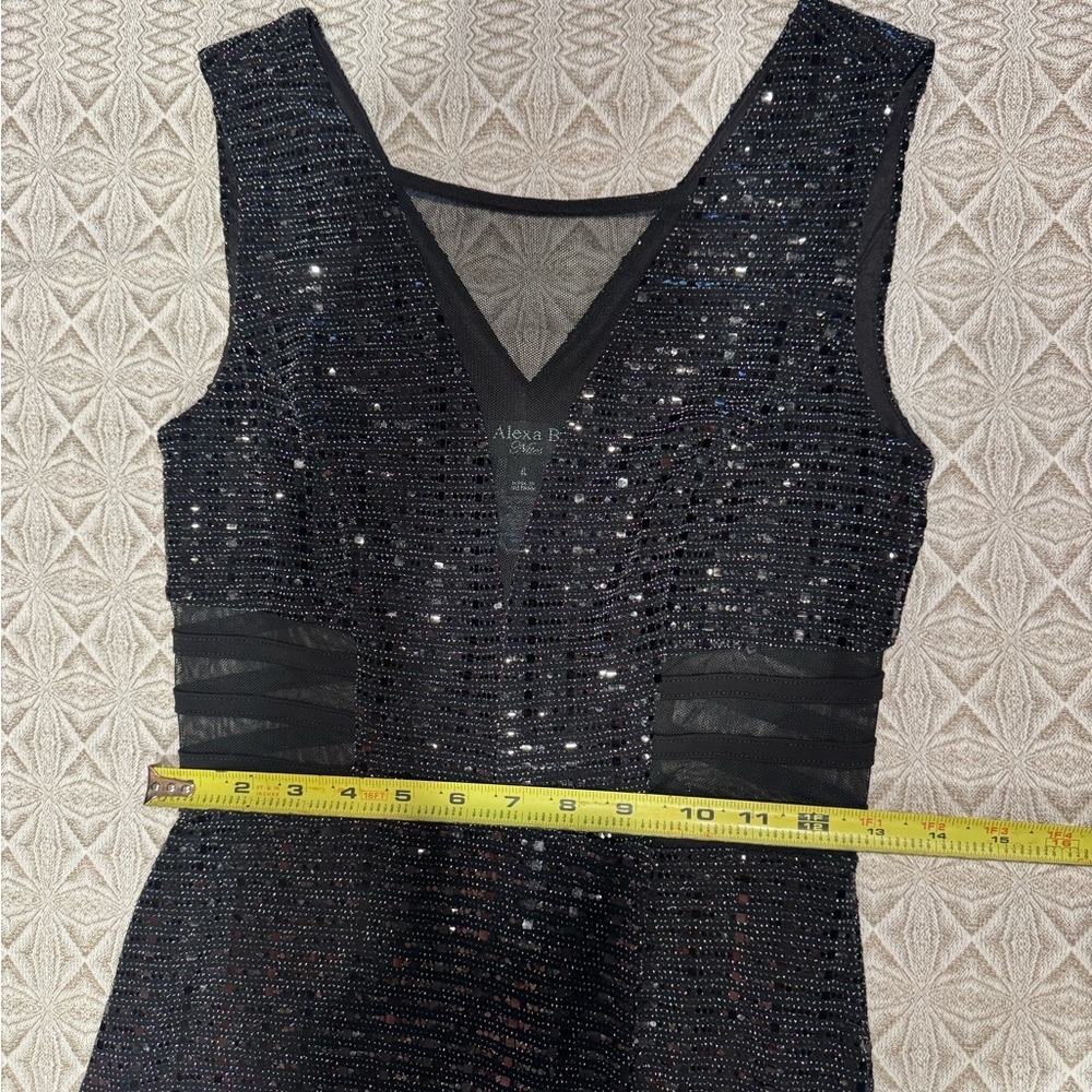 Alexa B Nites Sparkling Black Sequin Maxi Dress - Picture 6 of 7